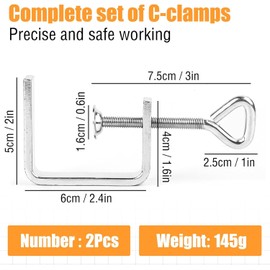 C Clamp 2 Pieces C-Clamp Stainless Steel C Clamp Screw Clamp Carrier Clamp Fixing Pliers Table Clamp Carrier Clamp C Clamp for Woodworking