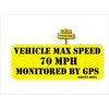 decalsdecalsdecals Vehicle Max Speed 70 MPH Monitored By GPS Safety Decal Sticker 3.25" x 8.5" p807