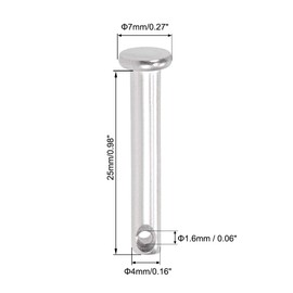 sourcing map Single Hole Clevis Pins - 4mm X 25mm Flat Head 304 Stainless Steel Link Hinge Pin 4Pcs