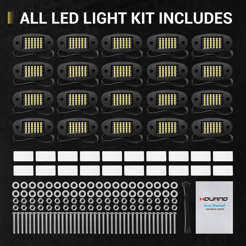 Hovano 20 Pods White Rock Lights 6000K Pure White 36