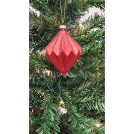 Wizardi Red Diamond-Shaped Glass Christmas Ornament F07M7-21-LH76-