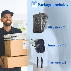 SIMEIQI 2 Pack Bike Tires and Tubes 16x2.125 Inch Replacement Foldable Bike Tires for Tubes 16x1.75/2.125 for Mountain Trail Bicycles (Black, 16x2.125)