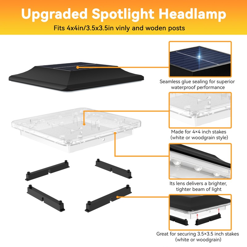 ZCXLIGHT Solar Post Cap Lights Outdoor 12 Pack, 4x4 Post