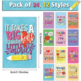 Pajean 24 Pcs Teacher Notebook Appreciation Gifts Journal Notebook Mini Inspirational Notepads for Teacher's Day Birthday Gifts Appreciation Week Office Home Travel Present(Colorful)