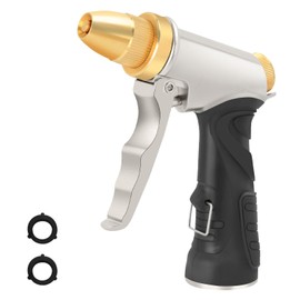 Hose Nozzle, 100% Heavy Duty Metal Garden Hose Nozzle,Hose Sprayer Nozzle with Full Brass Tip, High Pressure Water Hose Nozzles with Adjustable Spray Patterns for Watering Plants, Car & Pet Washing
