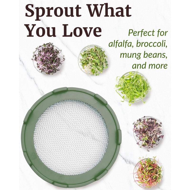 Elementi Sprouts Growing Kit for Wide Mouth Mason Jars, Set