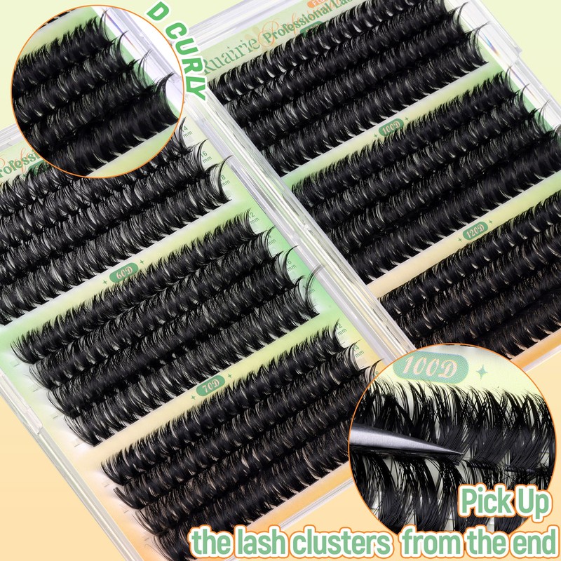 Ruairie Fluffy Cluster Lashes D Curl Volume Individual Eyelashes Clusters