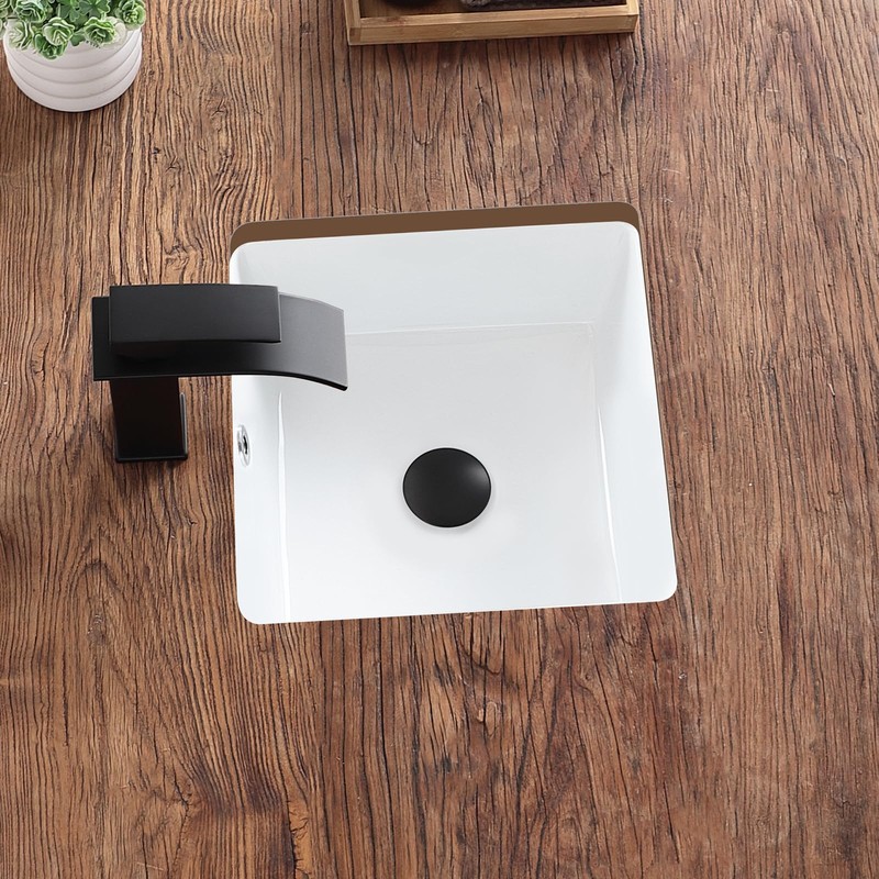 KDKSC 14 Inch Small Undermount Bathroom Sink White Ceramic Square