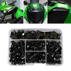 NICECNC 190PCS Aluminum M5 M6 Fairing Bolt Kit Body Screws Compatible with Ducati 848 1098 1098R 1198 899 Panigale 749 999 959 Corse,Compatible with Honda CBR 1000RR 600RR,Compatible with Yamaha,Black