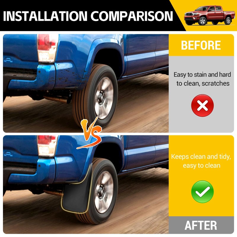 JTYZSM Mud Flaps for 2005-2015 Toyota Tacoma with OEM Fender
