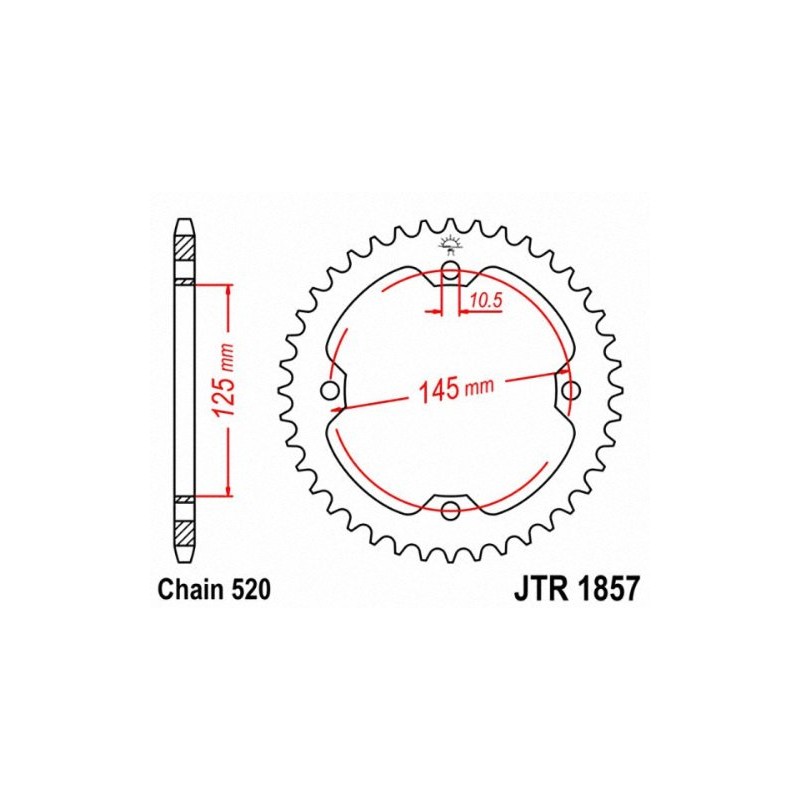 JT Piñones JTR1857.38 38T Piñón Trasero de Acero Natural, 38