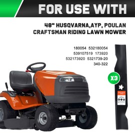 Z248F 532180054 Blades for Husqvarna 48 inch Deck Mower YTH2348 YTH24V48 YTH2148 YTH24K48 Z248 YTH2448 48'' Zero Turn Riding Replace 180054 173920(High Lift)