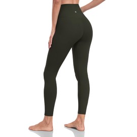 HeyNuts Yoga Pro 7/8 Leggings, High Waisted Soft Pants Buttery Workout Leggings Athletic Compression Yoga Pants 25'' Dark Olive XL(14)