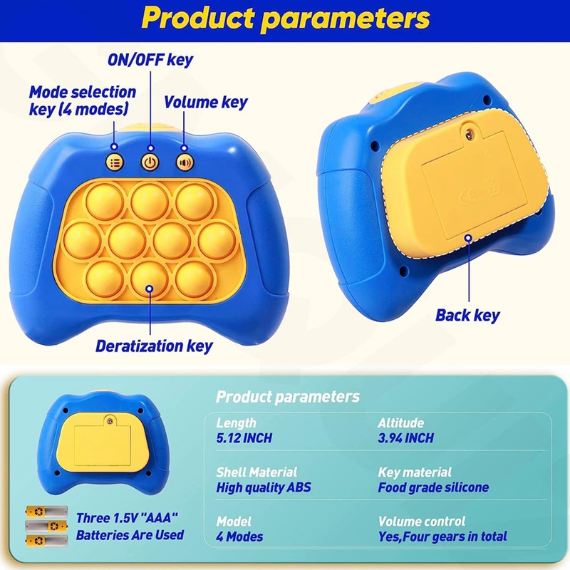 Quick Push Bubbles Game Console, Button Puzzle, Pop Light Up