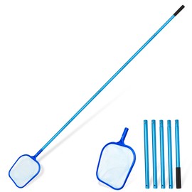 Pool Skimmer Net 7.58 Foot Leaf Skimmer Net with 5 Aluminum Pole Sections - 6" Deep Ultra Fine Mesh Netting Bag Basket for Fast Cleaning of The Finest Debris, Clean Spas, Ponds