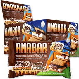 Anabar Protein Bar, The Protein-Packed Candy Bar, Amazing Tasting Protein Bar, No Sugar Alcohols, High Protein, Amazingly Delicious, 20 Grams of Protein (12 Bars, Milk Chocolate Campfire S'mores)