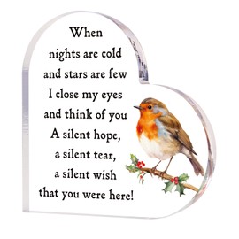 Robin Memorial Gift Bereavement Gifts for Loss of Dad Mum Husband Grandma Memorial Gifts for Grave Remembrance Gifts Hearted Acrylic Plaque Grave Decorations