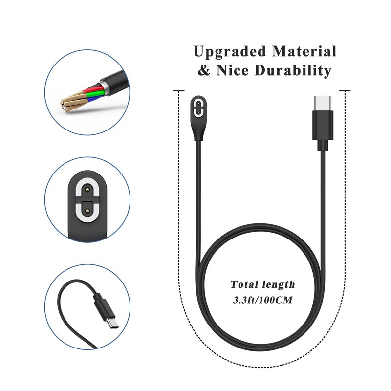 Meliya 2 Pack Compatible for Shokz Charging Cable, USB&USB-C Magnetic