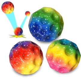 Willingood 3-St Astro Jump Ball, Multicoloured Space Moon Ball, Mini Jump Ball, Super High Bouncing Lightweight Jumping Ball, Bouncy Balls, Interactive Toy for Stress Relief