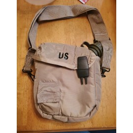 Genuine US Military US Military 2 QT Collapsible Water Canteen & Desert Tan Cover Pouch & Strap NEW