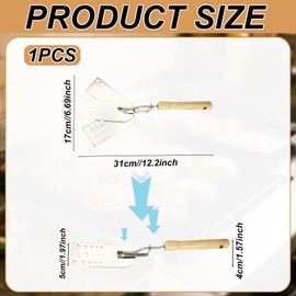 Lyreh Creative Hot Meat Patty Spatula, 3-in-1 Stainless Steel Burger Flipper with Wood Handle Multi-Purpose Cooking Gadget for BBQ Griddle Pancakes