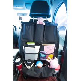 Vinsani® 2 X Deluxe Multi Pocket Hanging Car Back Seat Pouch Organiser - Black