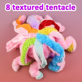 Omuyasi Cuddly Toy Baby Toy from 3 6 9 12 Months, Pink Octopus Plush Toy with 8 Textured Tentacles, Autism ADHD Sensory Toy Girls 1 2 3 Years, Easter Gifts for Baby Girls