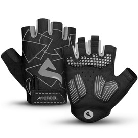 "ATERCEL" Cycling Gloves, Bicycle Gloves, Finger Cut, 0.2 inch (6 mm) SBR Pad, Shock Absorption, Abrasion Resistant, Anti-Slip, Breathable, Summer, 3D, Three-Dimensional, Road Bike Gloves, Cycling