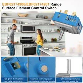 EBF62174906 EBF62174901 Infinite Switch for Range Surface Element Control, Stove Infinite Control Switch Replacement for PER001-13S T