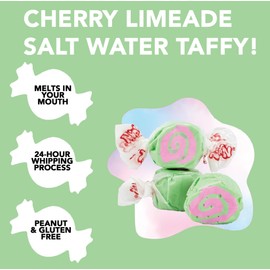 Taffy Town Saltwater Taffy - Cherry Limeade | Gourmet | Nougat-Style Candy | Soft & Delicious | Summer Snack Treats | Party Good Candies | 2.5lbs