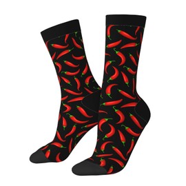 Oxcav Chili Pepper Novelty Socks Crazy Funny Crew Dress Socks For Men Women