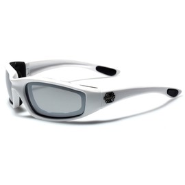 Choppers Padded Bikers Sport Sunglasses WHITE MIRRORED