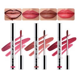 DENESTUP 3 Colors Peel off Lip Stain Tattoo, Peel off Lip Liner Tattoo Matte Finish Lip Stain, Colors Change Lip Gloss Long Lasting Waterproof Plump Lip Makeup Gift for Women
