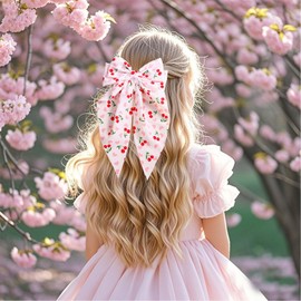 WRBAJIS Cherry Hair Bows for Women Cherry Hair Clip Summer Fruit Hair Clips Big Bows Hair Barrettes Elegant Girls Hair Accessories for Birthday Wedding Party Favor