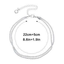 Wanmu Sterling Silver Anklets for Women Waterproof Anklet Bracelets Stackable Dainty Jewelry Layered Sparkly Chain for Women Beach Gold Jewelry Gift