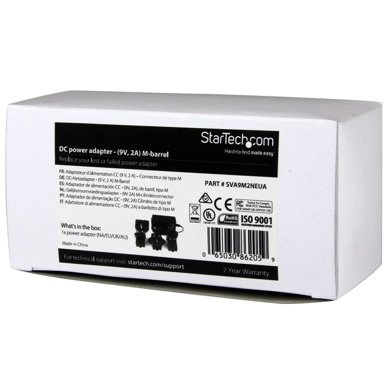 StarTech.com Universal Replacement Power Adapter - DC 9 Volts, 2