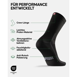 DANISH ENDURANCE Long Cycling Socks, 3 Pairs Cycling Socks, Lightweight Cycling Socks, Breathable & Padded, Unisex, for Men and Women, Multicoloured (3 x black, 2 x white/black), 39 - 42