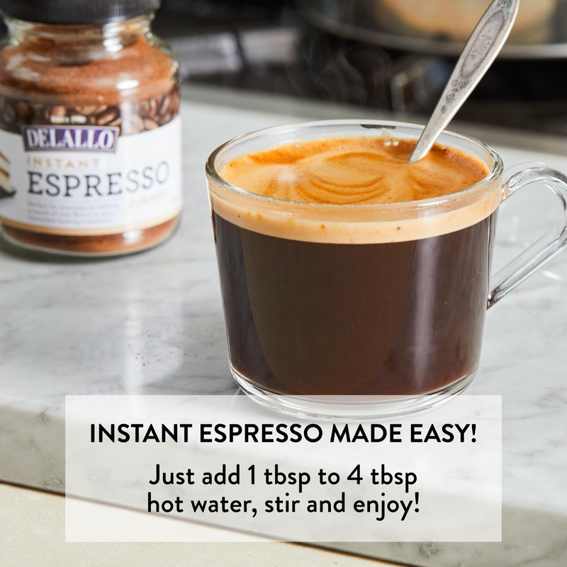 DeLallo Instant Espresso Powder, 1.94 Ounce Jar, For Baking and