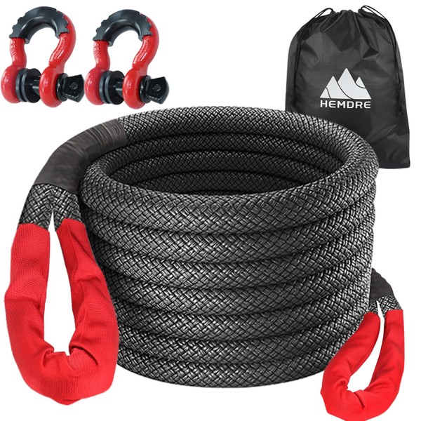 HEMDRE 1" x 30' Kinetic Recovery Rope 56,000lbs with 2