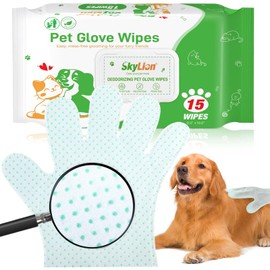 LotuFlor Dog Wipes Grooming Gloves Enhanced Cleaning Deodorizing Plant Oil Bath Wipes Waterless Cat Shampoo Pets Wipes for Paws, Butt, Face and Fur