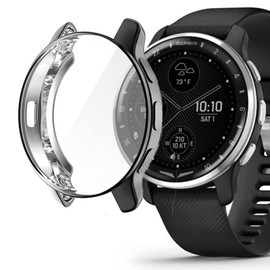 Lamshaw Compatible for Garmin D2 Air Case, All-Around Protective TPU Bumper Cover Screen Protector, Compatible for Garmin D2 Air X10 (Plating Case-Black+Black)