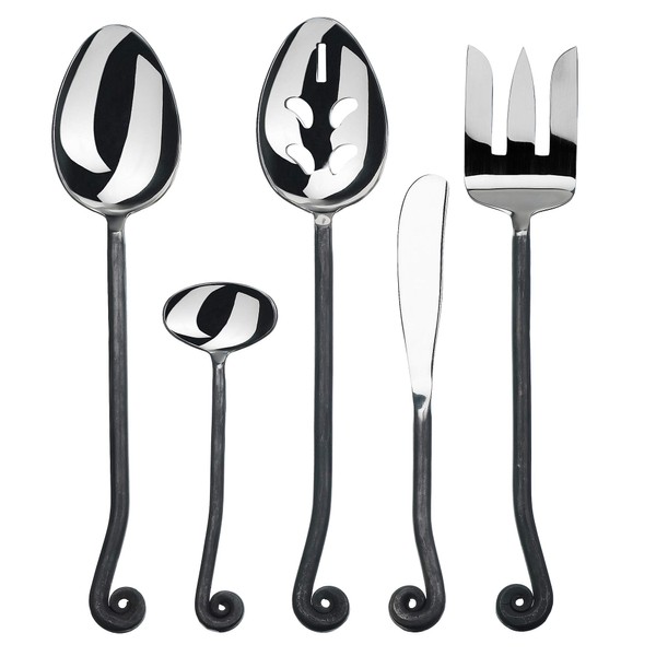 Gourmet Settings 5-Pieces Hostess Silverware-Treble Clef Collection Matte/Polished Metal Flatware