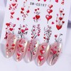 Valentine's Day Nail Art Sticker Decals 6PCS Red Heart Flower