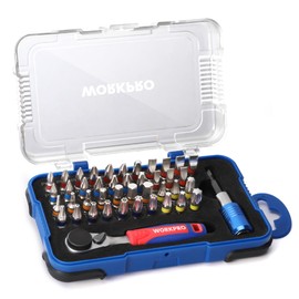 WORKPRO Screwdriver Bit Set 43 Pieces with Mini Reversible Ratchet 1/4 Inch Drive, Reversible Ratchet 60 Teeth, Screwdriver Bit Set with Ratchet and Quick Change Bit Holder for Gadgets, Cars, Homes, Machines