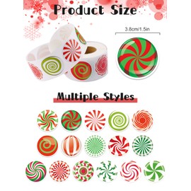 1000PCS Christmas Stickers Labels Kalolary 16 Patterns Adhesive Round Christmas Tags Colorful Xmas Decorative Envelope Seals Sticker for Craft Scrapbooking Party Christmas Decoration (2 Rolls)
