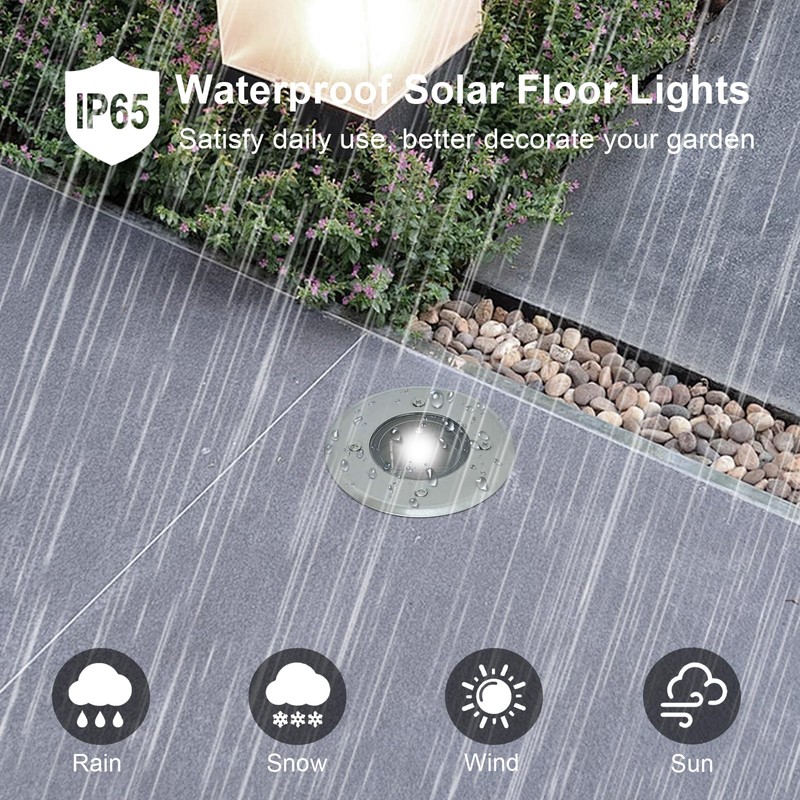 Petyoung 8Pack Outdoor Solar Ground Lights, IP65 Waterproof Solar Disk