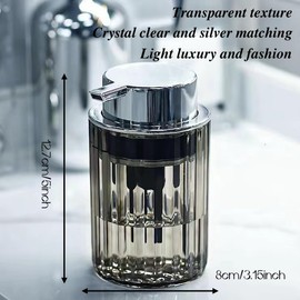 KARMSEN Foaming Hand Soap Dispenser, Soap/Lotion Dispenser for Bathroom or Kitchen, Refillable Translucent Gray Plastic Foaming Soap Dispenser with Large Pump (Gray).