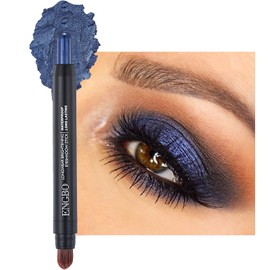Blue Eyeshadow Stick, Glitter Eye Shadow Crayon Pen Eyeshadow Pencil Shimmer Long Lasting Fine Sparkle Highly Pigmented Hypoallergenic Waterproof with Brush for Eye Makeup