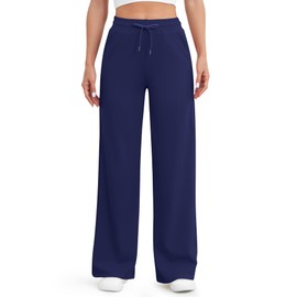 G4Free Wide Leg Pants for Women Yoga Pants with Pockets Straight Leg Sweatpants Loose Lounge Comfy Winter Pants (Royal Blue,M,29")