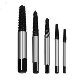 Professional Screw Extractor Set [5 Pieces Made of HSS 4241] - Left Extractor Set Professional, Extractor, Screw Extractor Tool, Left Driver Set, Screw Remover, Left Drill (5 Pieces)